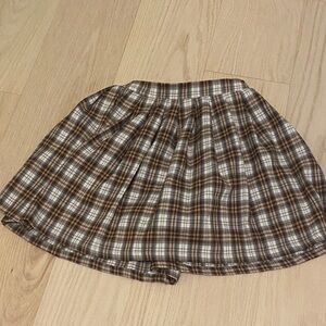 Plaid Skirt with Brown and White Pattern